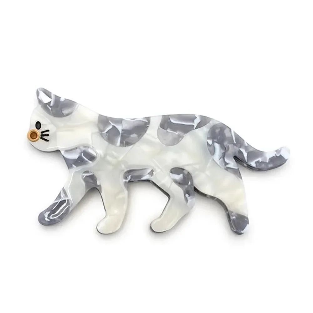 Gray Marble Cat Compact Mirror- Elegant Animal Accent